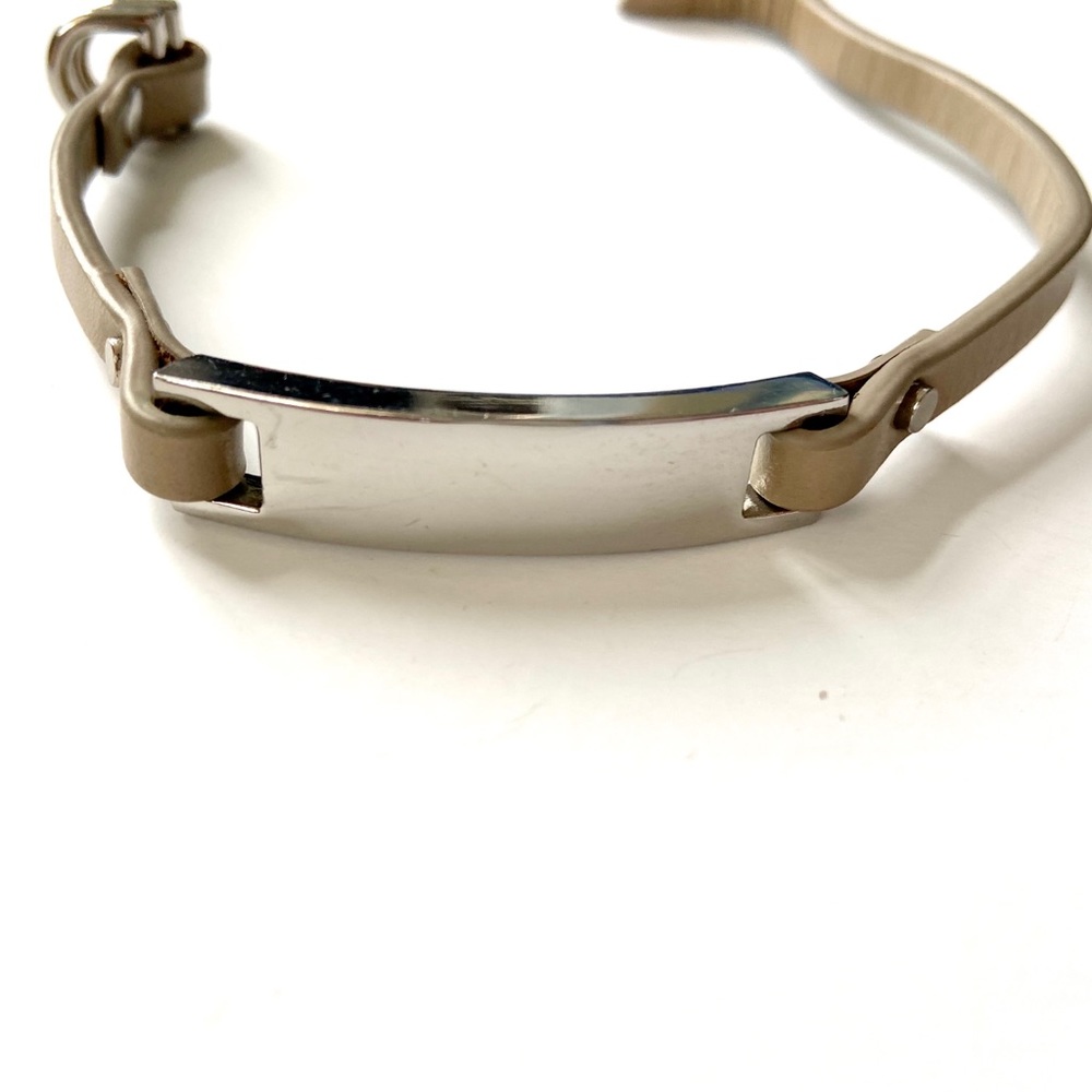 J Crew tan leather and silver bracelet